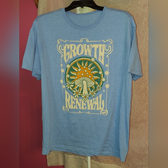Mushroom! Growth Renewal Men's Or Womens size Medium Blue Psychedelic Hippies - Picture 1 of 6